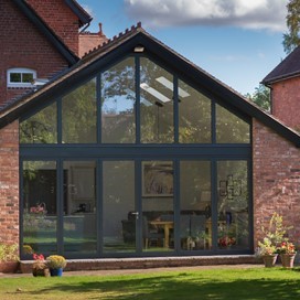 Bi-fold and gable combine to take a wall of glass to the next level