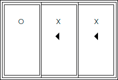 OXX (1 fixed, 2 sliding)